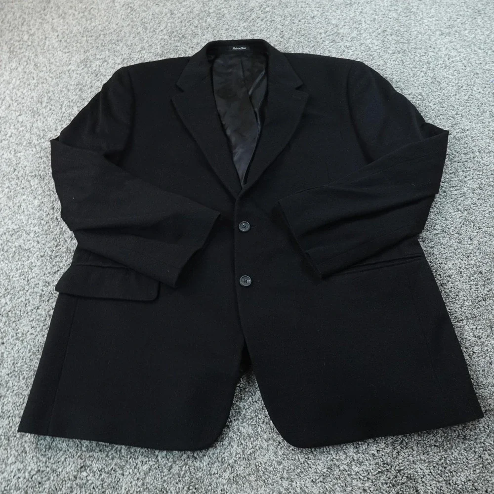 Chaps Blazer Mens 46R Black Wool Silk Cashmere‎ Sport Coat Suit Jacket Business